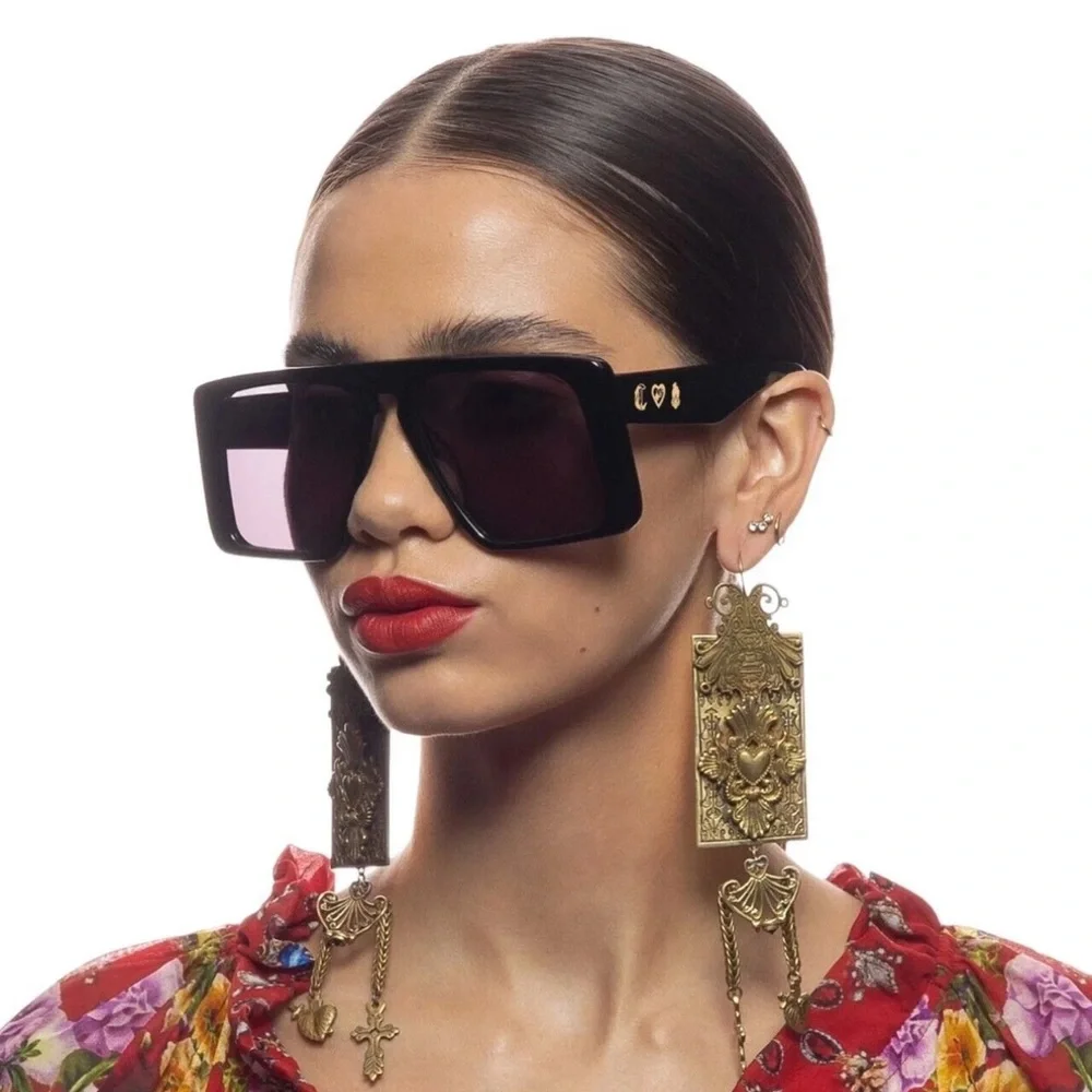 CAMILLA “Fully Booked” black oversized vintage inspired square sunglasses